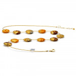 Colar de cristal de murano ouro laranja multicolor