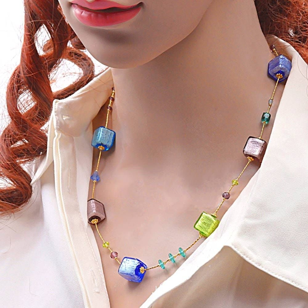 Multicolor halskette schmuck aus echtem murano glas aus venedig 