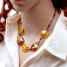 Collar 5 gránulos de oro joyas de oro auténtico cristal de murano