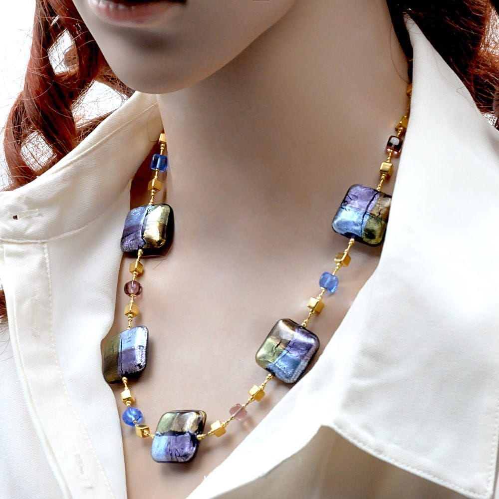 Quadrifoglio blue - blue murano glass necklace jewel genuine murano glass of venice