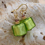 Green murano glass earrings