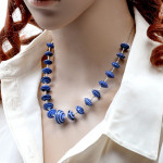 Collar de cristal de murano azul aventurina venecia