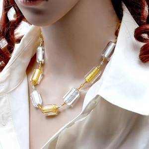 Collier en verre de murano or et verre de murano venitien