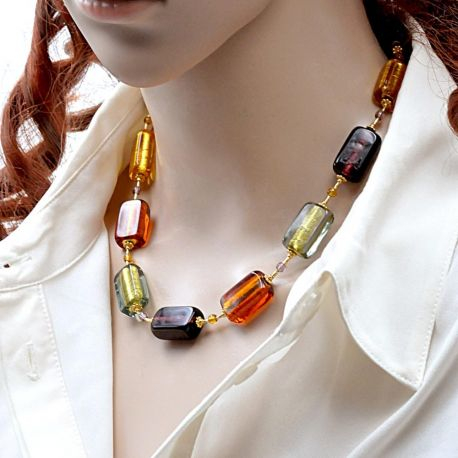 Halskette farbigem bernstein schmuck aus echtem murano glas aus venedig 