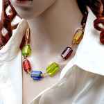 Multicolor halskette schmuck aus echtem murano glas aus venedig 