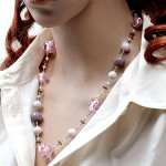 Collier en verre de murano rose bijou de venise