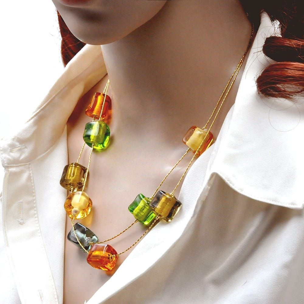 Cubo sciogliendo - halsband multi färgade äkta murano glas i venedig