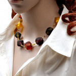 Collier verre de murano or multicolore venitien