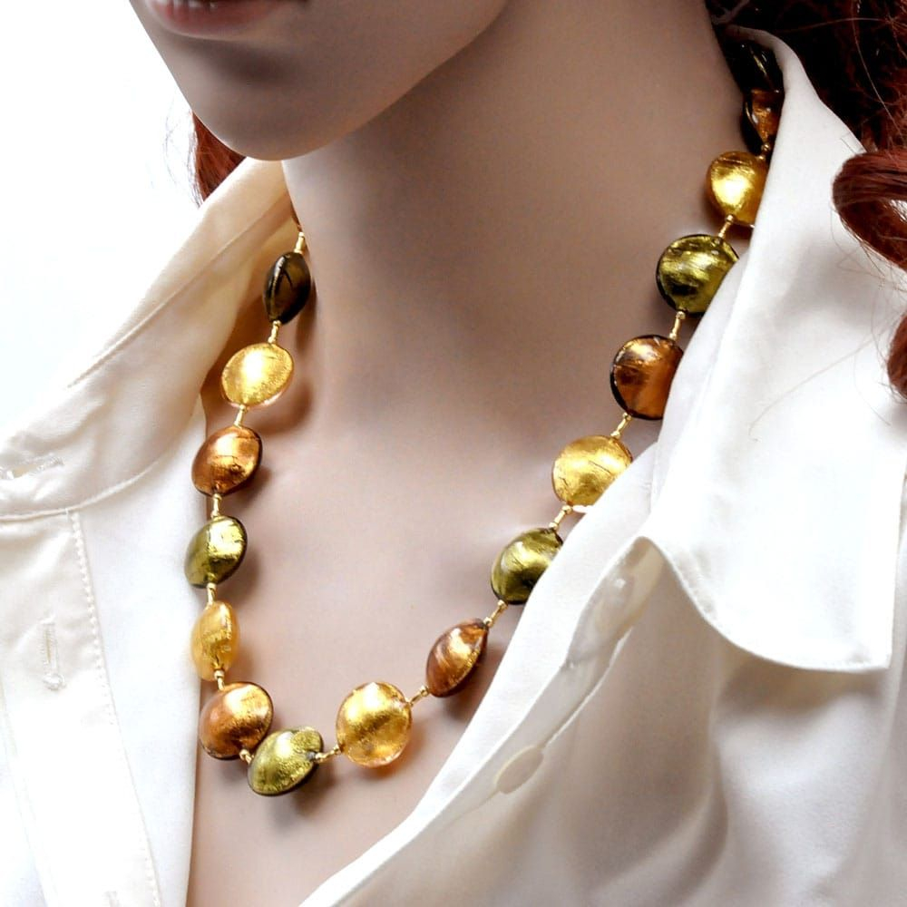 Pastiglia oro - collar joyas de verdadero cristal de murano