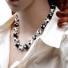 Halskette weiß-schwarz aus echtem murano glas 