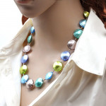 Collar multicolore azul de plata y cristal murano de venecia