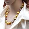 Gold and parma necklace in genuine murano glass from venice