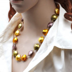 Halskette gold und violett schmuck aus echtem murano glas aus venedig 