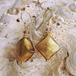 Gold murano glass jewelry earrings