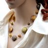 Gold satin murano glass necklace 