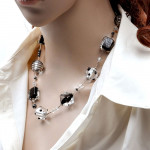 Jo-jo zwarte en zilveren ketting, murano glas van venetië