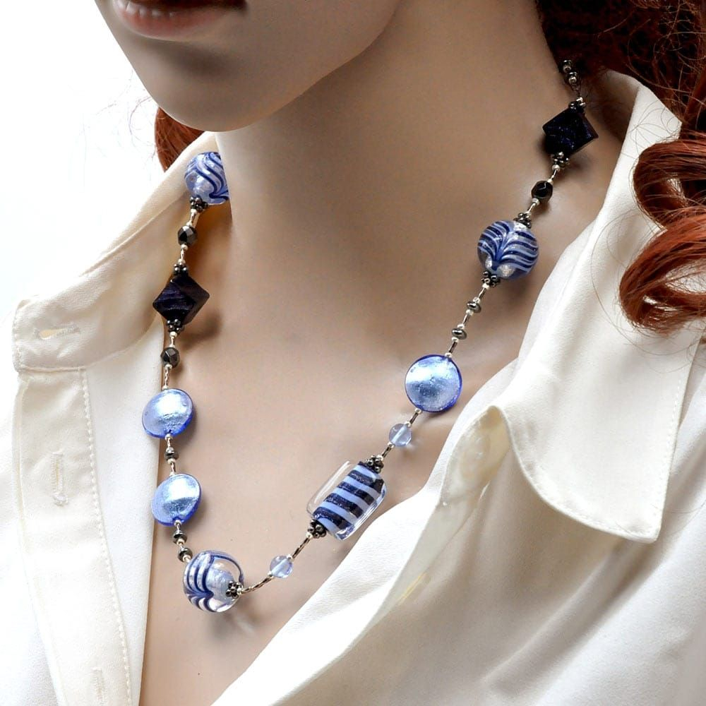 Fenicio blue - blue murano glass necklace in genuine murano glass from venice