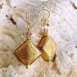 Gold murano glass earrings