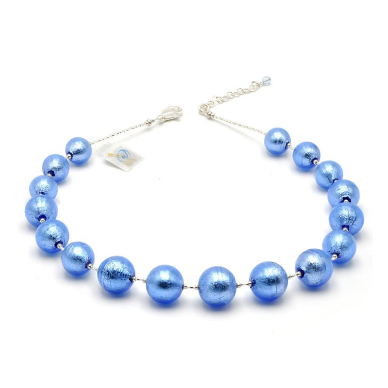 Collier bleu verre de murano de venise