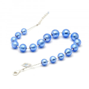 Collier bleu bijou en veritable verre de murano de venise