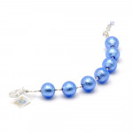 Bola azul - pulsera de plata azul en auténtico cristal de murano de venecia