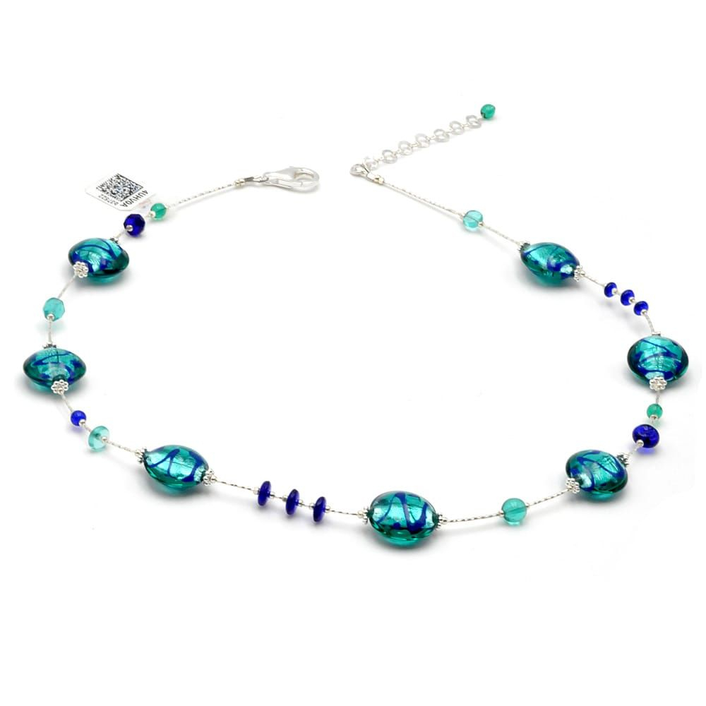 Halskette blau echtes muranoglas aus venedig