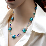 Charly lapis blue - collar blue ekte murano-glass i venezia