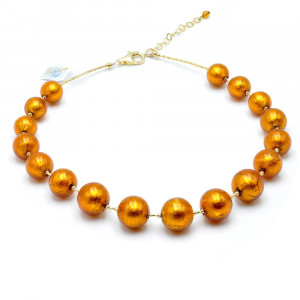 Ball amber - amber murano glass necklace jewellery of venice