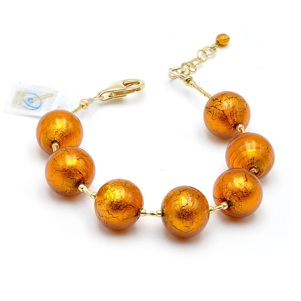 Bollen gult - armband amber i äkta murano glas från venedig