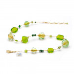 Collier vert et or bijou en veritable verre de murano de venise