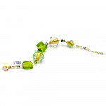 Bracelet vert et or en veritable verre de murano de venise