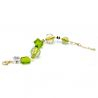 Jojo verde e ouro - pulseira verde e ouro genuíno de cristal de murano de veneza