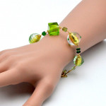 Bracciale verde vetro di murano di venezia