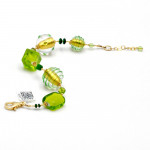 Pulseira verde e ouro cristal de murano de veneza