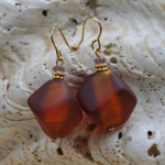 Aretes cristal murano satén naranja en verdadero cristal de murano de venecia