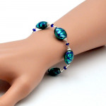 Charly lapis blue - armband blauw in originele murano glas uit venetië