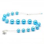 Ball bleu clair - collier bleu clair bijou en veritable verre de murano de venise