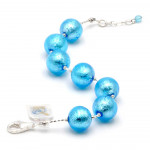 Light blue murano glass bracelet of murano in venice