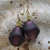 Ohrringe satin violett amethyst aus muranoglas aus venedig 