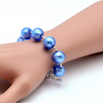 Bracelet bleu argent verre de murano de venise