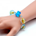 Armband-blauw en goud originele murano glas van venetië