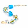 Pulsera azul y oro auténtico cristal de murano de venecia