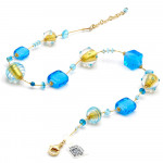 Collar azul y oro cristal de murano joyas de auténtico de venecia