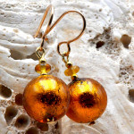 Aretes ámbar cristal de murano auténtica joyería de venecia