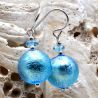 Ball azul claro - aretes azul cristal de murano joyería en auténtico de venecia