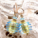 Boucles d'oreilles bleu bijou en verre de murano