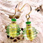 Green murano glass earrings jewel genuine of venice