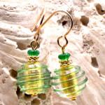 Green murano glass earrings jewel genuine of venice