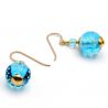 Boucles d'oreilles bleu bijoux en veritable verre de murano de venise