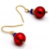 Red murano glass earrings genuine venitian glass